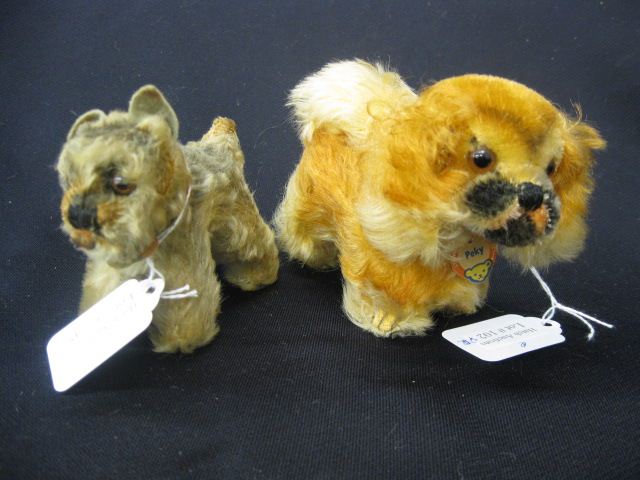 2 Steiff Dogs Peky Tessie largest 14fa68