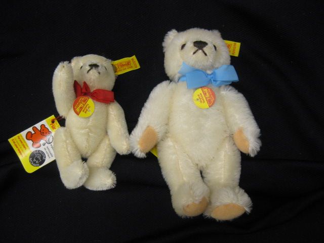 2 Steiff Teddy Bears ivory fur tallest