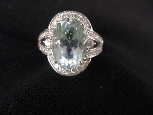 Aquamarine Diamond Ring oval 14fa87