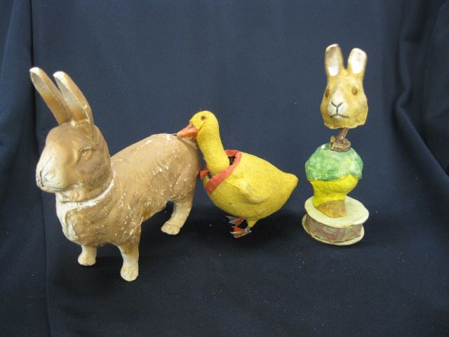 3 Antique Animals 2 paper mache 14fa8d