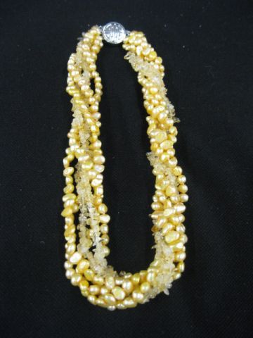 Pearl & Citrine Necklace four strands