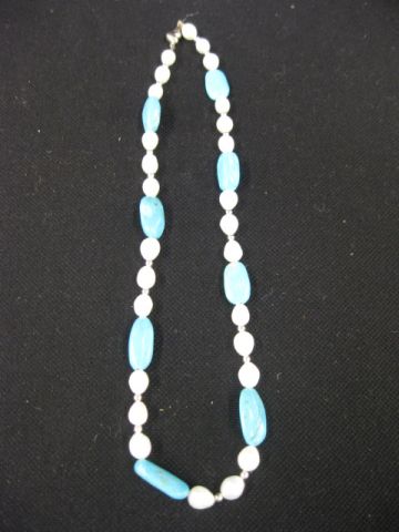 Turquoise Pearl Necklace silver 14fad8