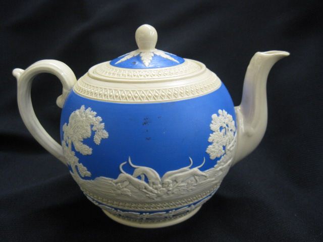 Copeland Spode Jasperware Fox Hunt Potteryteapot