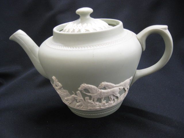 Dudson Jasperware Pottery Fox Hunt Teapot