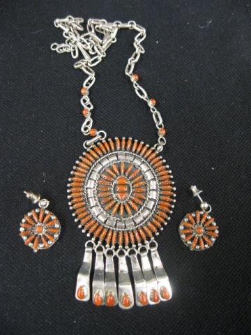 Zuni Pettipoint Coral Necklace 14fb1f