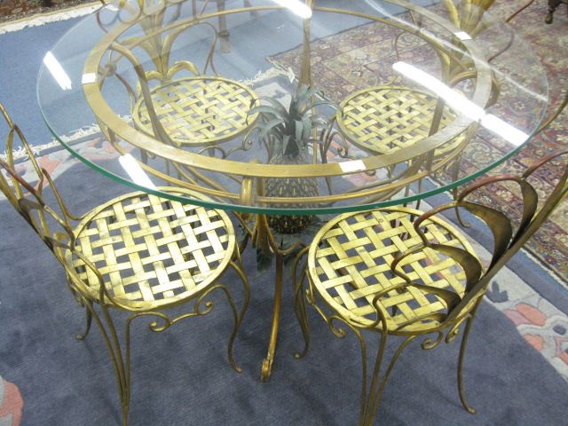 Gilt Metalwork Patio Table & Chairs