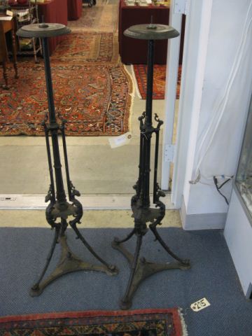 Pair of Victorian Iron Candlestands