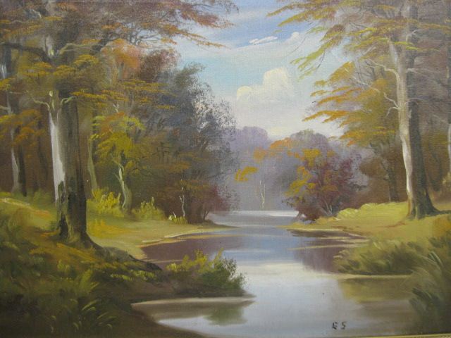 Oil Painting Autumn landscape on canvas