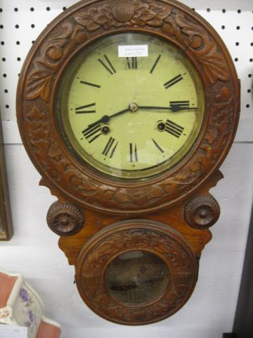 Victorian Carved Oak Wall Clock 14fb6a