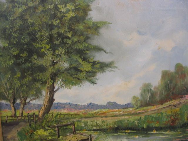 Oil Painting Summer landscape signed