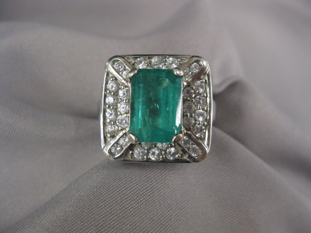 Emerald & White Sapphire Ring fine