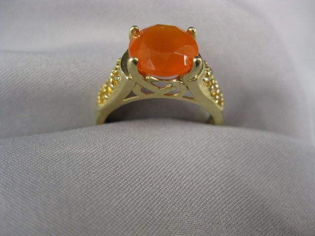 Fire Opal Ring four carat round Mexican