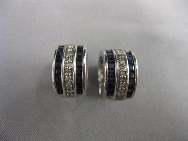 Diamond Sapphire Earrings huggie 14fbad