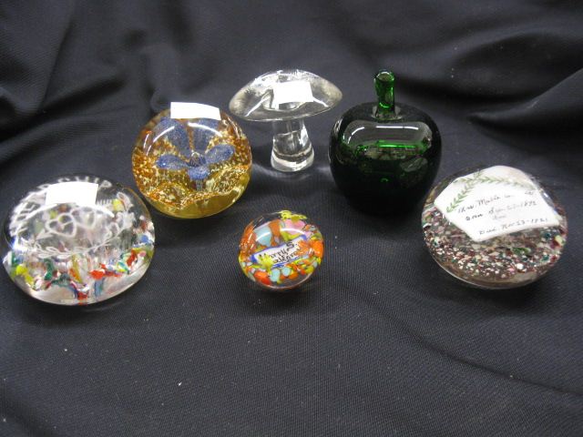 6 Art Glass Paperweights includes