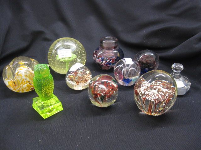 10 Art Glass Paperweights includingflorals