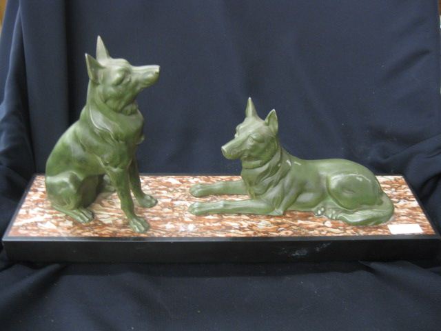 Deco Bronzed Statue of German Shepherds