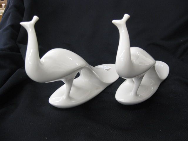 Pair of Royal Dux Porcelain Peacocks