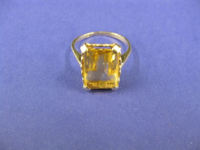 Citrine Ring rich emerald cut gem 14fbe8