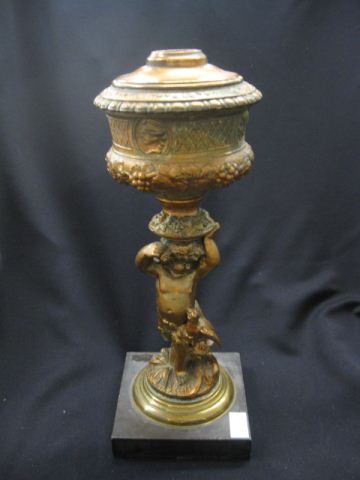 Victorian Figural Spelter Oil Lamp 14fc0d