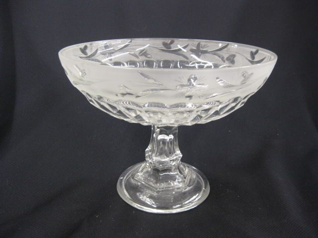 Early Pattern Glass Compote Etched 14fc2d