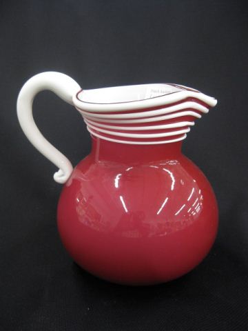 Cranberry Art Glass Pitcher applied 14fc26