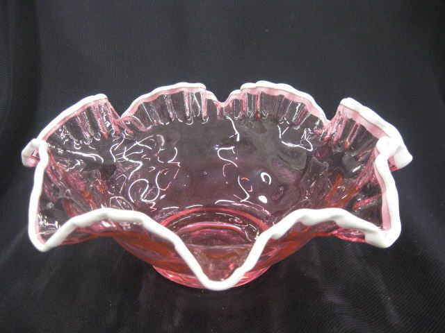 Cranberry Art Glass Bowl with White