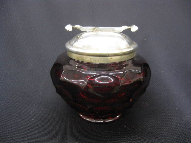 Ruby Glass Covered Sugar Bowl honeycombdesign