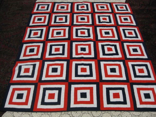 Handmade Quilt red white & blue