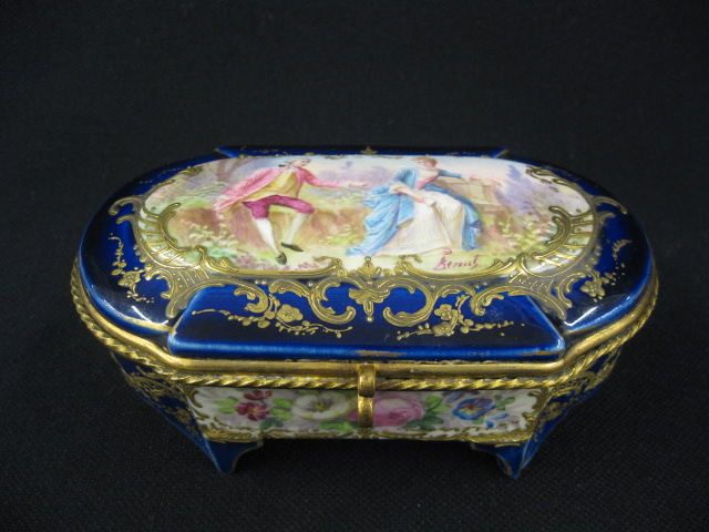 Sevres Porcelain Dresser Box handpaintedscene 14fc64