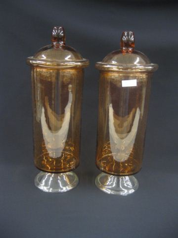 Pair of Apricot Colored Glass Apothecary 14fc8f