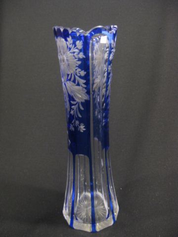 Cobalt Cut-to-Clear Vase rich floral