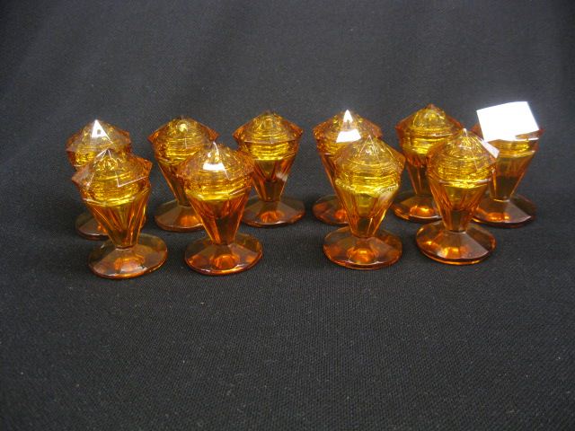 10 Amber Cut Glass Salt Pepper 14fca5