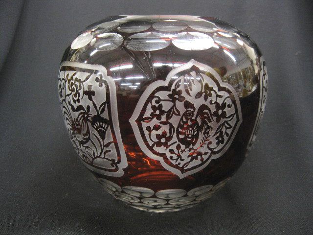 Ruby Cameo Cut to Clear Vase 14fcae