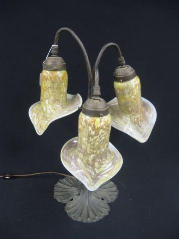 Art Glass Lamp a trio of floraform mottled