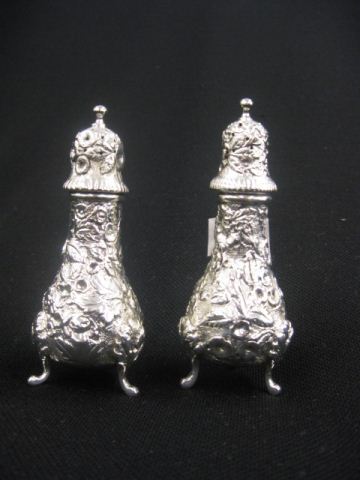 Pair of Repousse Sterling Silver Salt