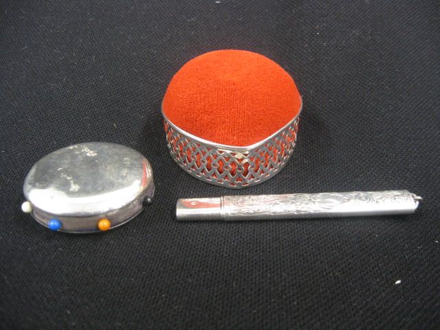3 Sterling Silver Sewing Items;needlecase