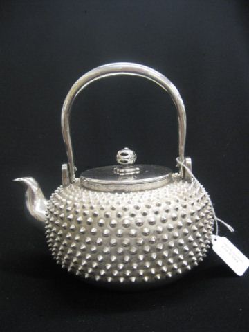Chinese Silver Teapot overall studded 14fcd7