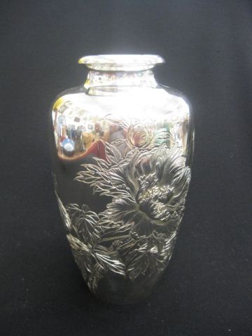 Chinese Silver Vase elaborate floral 14fcd8