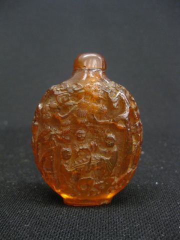 Chinese Carved Amber Snuff Bottle