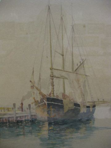 Watercolor Ship at Dock image area