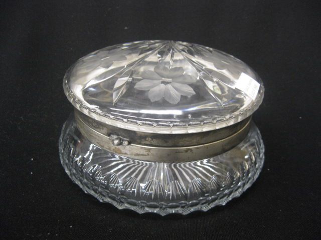 Large Cut Glass Dresser Box floral 14fd14