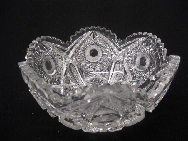 Cut Glass Bowl superb six arm feathered 14fd0f