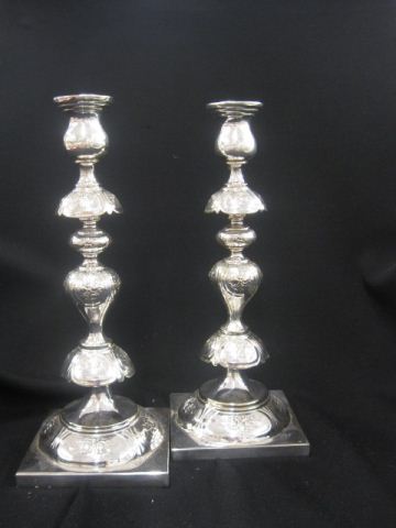 Pair of Polish Silverplate Candlesticks 14fd28