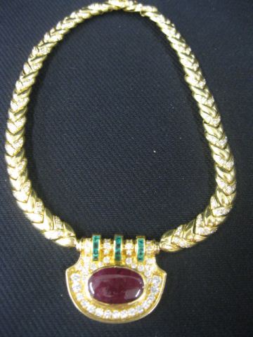 Ruby Emerald Diamond Necklace 14fd30