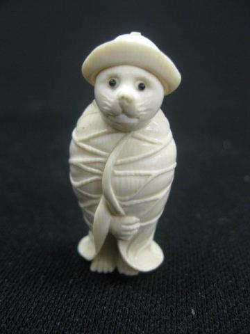 Carved Ivory Netsuke of a Catwrapped 14fd3d