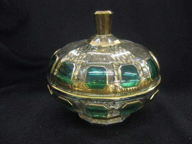 Moser Art Glass Covered Dish emerald 14fd4e