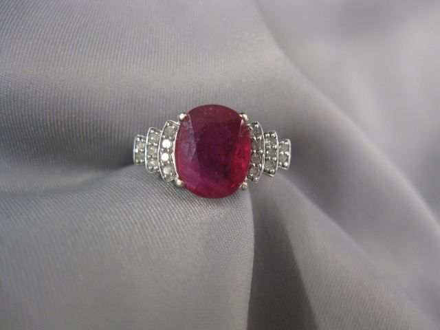 Ruby Diamond Ring oval gem approx  14fd75