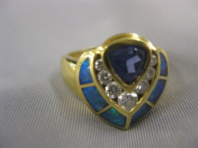 Tanzanite Opal Diamond Ring designer 14fd9f