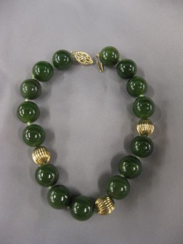 Jade & 14k Gold Bracelet 15 fine jade