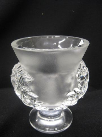 Lalique Crystal Vase raised leaf